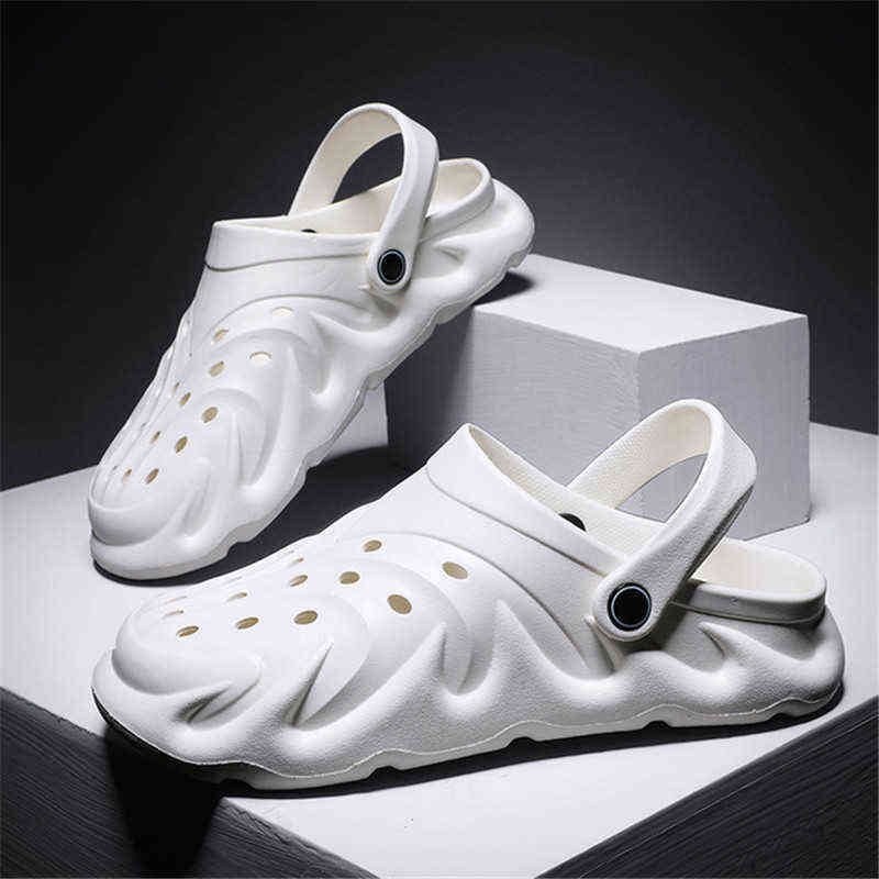 

Men's Summer Sandals Male Casual Outdoor Shoe Clog Non-slip Home Bathing Slipper EVA Light-weight Flip Flop Fashion Croc for Men H220412, Dark grey