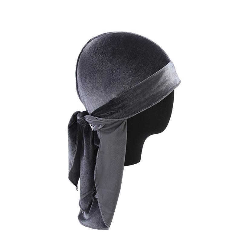 

Durag Velutum Pirate Hair Bonnet With Long Tail Hip Hop Velvet Hats Skull Cycling Cap For Adult Mens Women Solid color Chemo Hat, Wine red