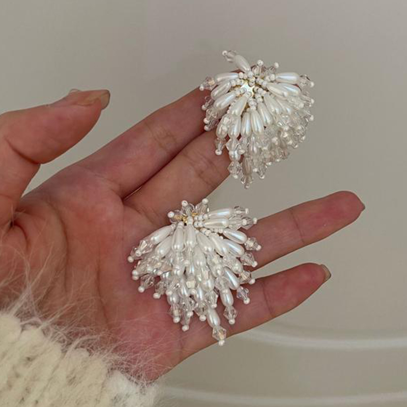 Bijoux S925 aiguille perles blanches boucles d'oreilles pendantes élégant tempérament gland boucles d'oreilles pour femmes fille cadeaux