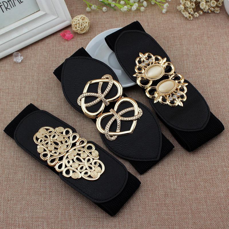 

Belts 65cm Female Fashion Black Waistband Wide Waist Elastic Stretch Belt For Women Cinch Dress Coat Clothing Accessories