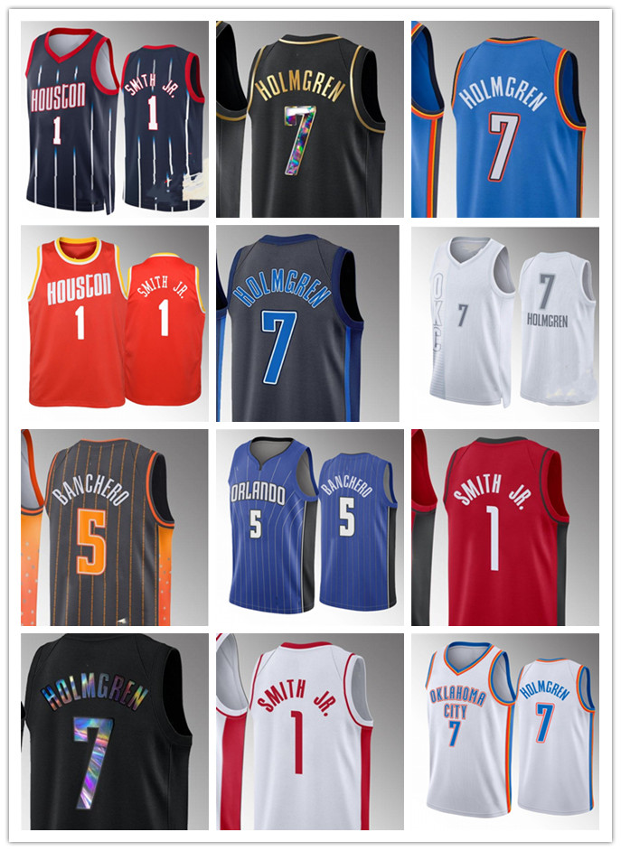 

2022 Draft Basketball Jerseys Orlandos 5 Paolo Banchero Rocket 1 Jabari Smith Jr. OKC Thunders 7 Chet Holmgren City Basketball Jersey high quality costom