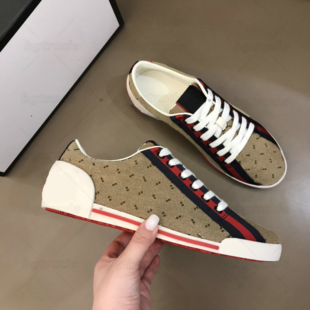 

Mens Designers Casual Shoes Web Stripe Monograms Canvas Skateboard Shoes White Black Blue Brown Luxury Flats Lace-up Sports Sneakers