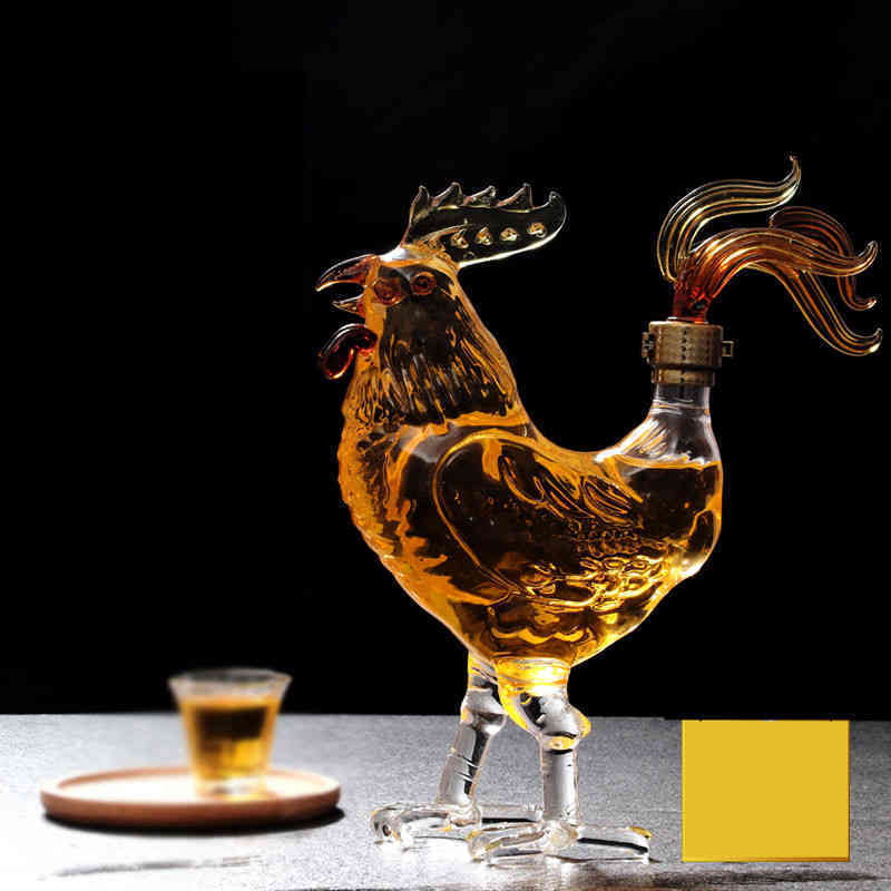 

750Ml Top Quality Creative Animal Chicken Shape Whiskey Decanter Home Bar Glass Carafe For Liquor Scotch Bourbon