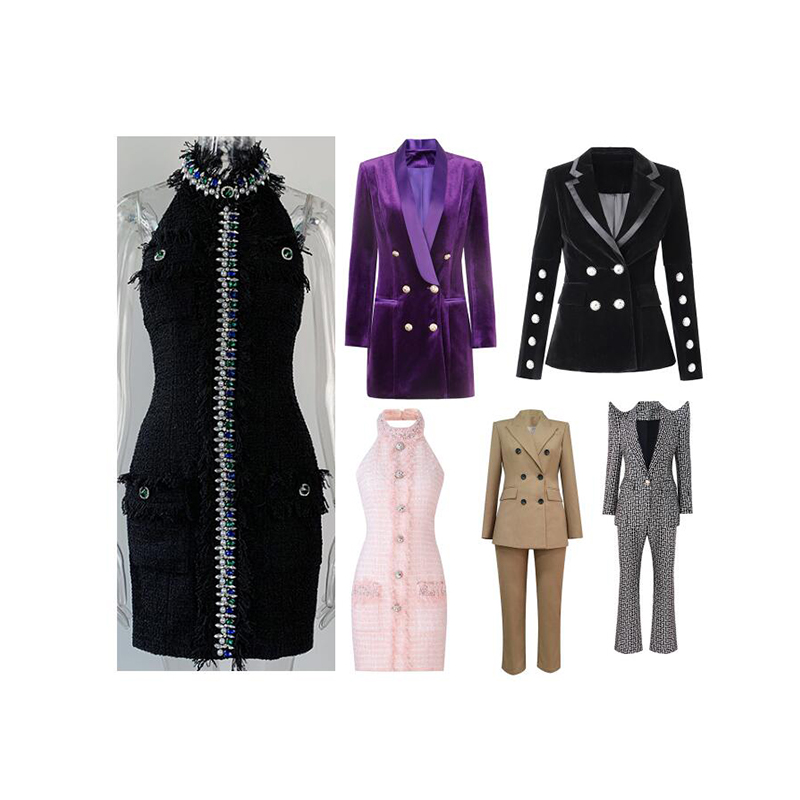 

New Women Suits & Blazers Two Pcs Suit Sets Neck Sexy Dress Maxi Buttons Up Jacket Fashion Slim Shape Design S-XL 6 Models-33, Silical gel