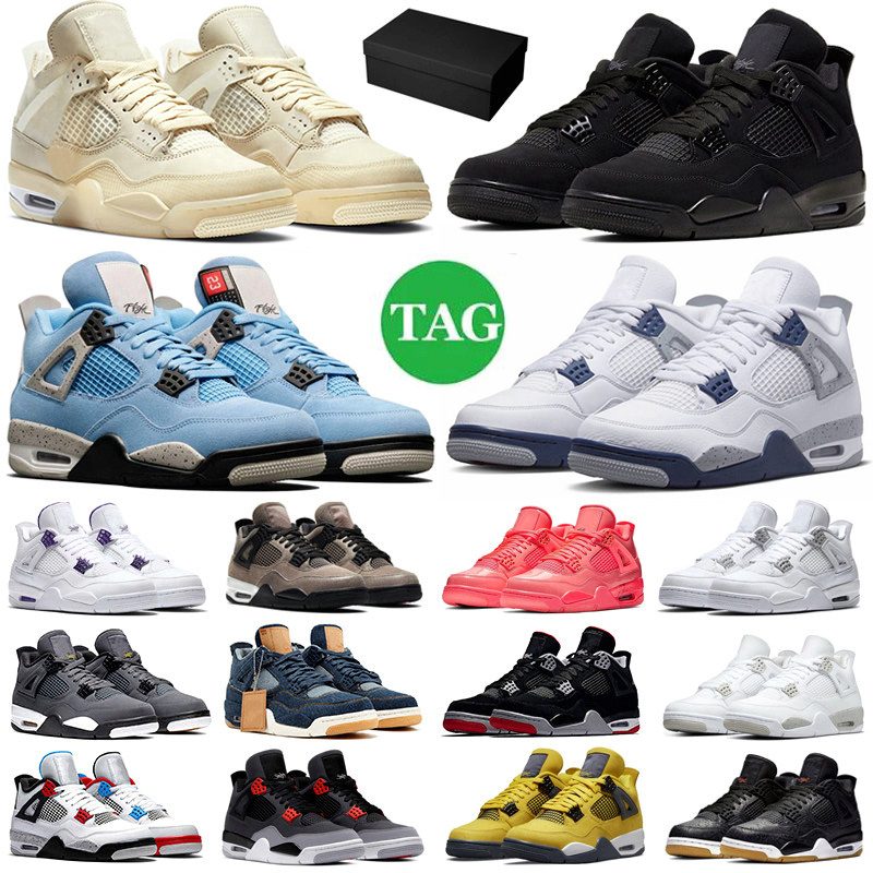 

With Box J4 Jumpman Midnight Navy 4 4s IV Basketball Shoes For Mens Womens Sail Pink Cactus Jack Offs White Blue Thunder Military Black Cat Sneakers Big Size Us 13, 40-47 alternate