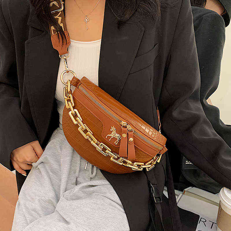 

Chain Fanny Pack Women Leather Waist Bag Luxury Brand Chest Pack Mini Female Belt Bags Fashion Ladies Shoulder Crossbody Bag 220608