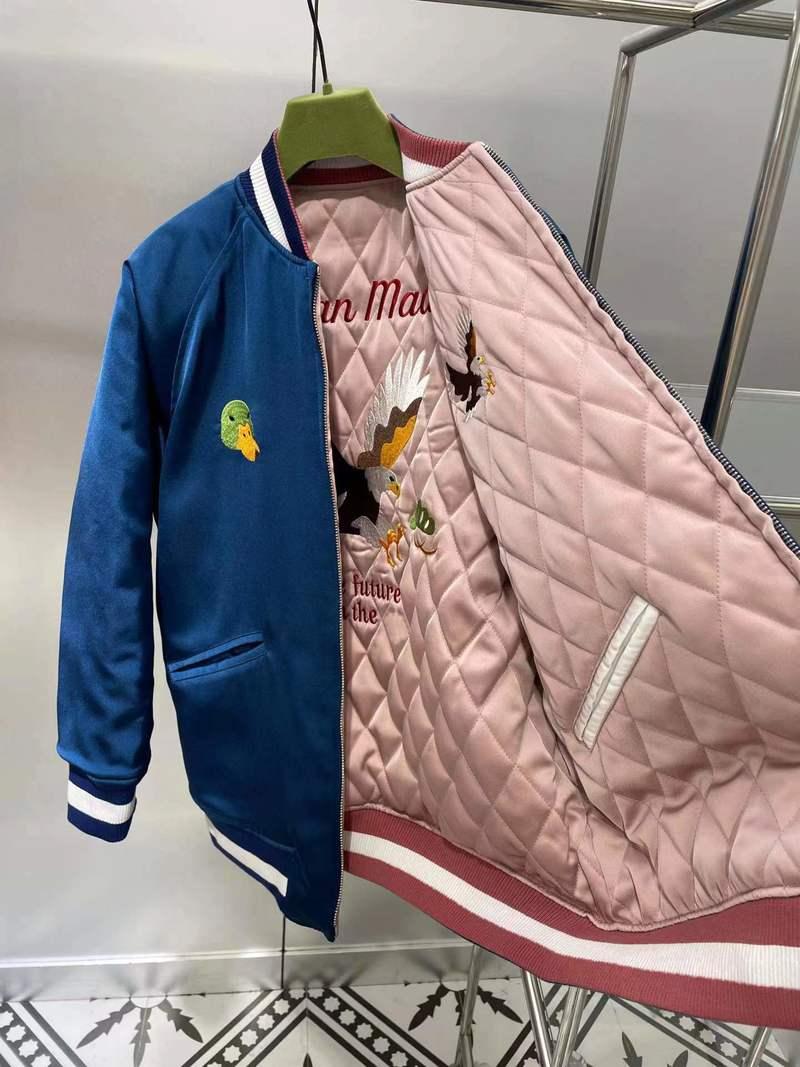 

Men's Jackets Human Made Jacket Flying Duck Eagle Embroidery Double-sided Heavy Industry Cotton For Men Women Clothing, Black;brown