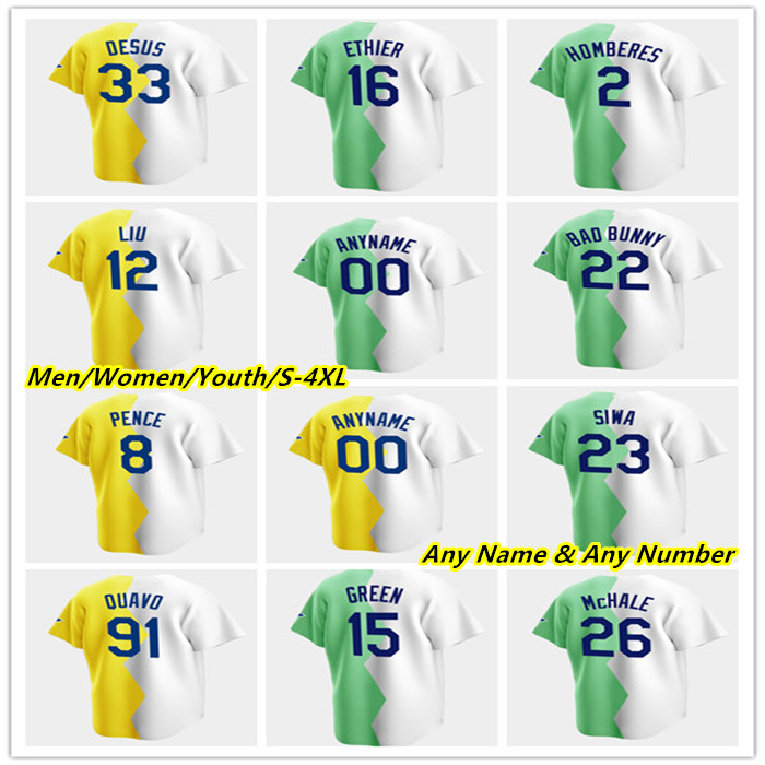 

Los Angeles LA 2022 All-Star Celebrity Softball Game Baseball Jerseys 16 Andre Ethier 15 Shawn Green 22 Bad Bunny 26 Joel McHale 23 JoJo Siwa 2 Bryan Cranston Women Youth, Youth white-green