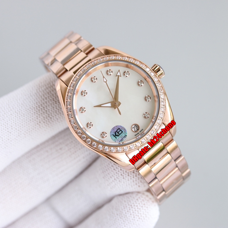 

RWF Factory High Quality Watches 34mm Cal.8800 Automatic Womens Watch 220.55.34.20.55.001 Diamond Bezel Mother of pearl Dial Rose Gold Bracelet Ladies Wristwatches, Vip