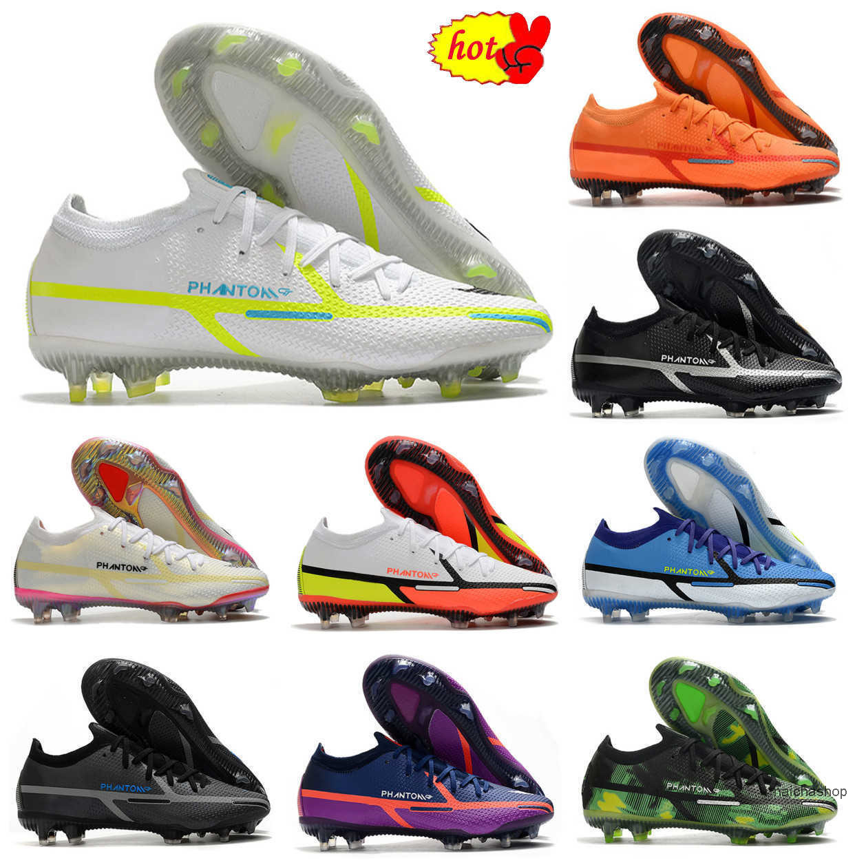 

2022 Mens Phantom GT II 2 GT2 Elite FG Soccer Football Shoes First Main Shock Wave Recharge Rawdacious Motivation Black Pack Boys Boots, 3 fg