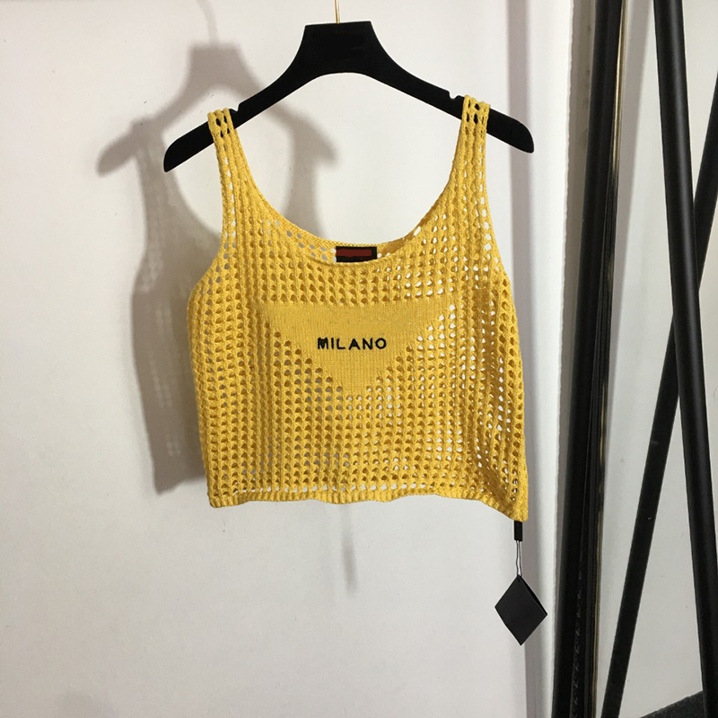 

4 Colors Hollow Vests Tanks Fashion Letter Embroidery Vest Summer Breathable Designer Tops Classy Girls Sling Tops Clothing, Black