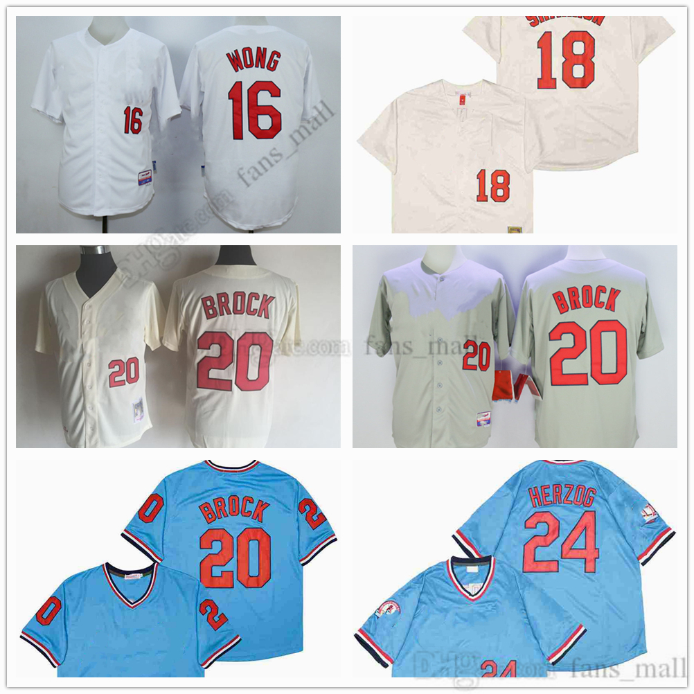 

Movie Mitchell and Ness Baseball Jersey Vintage 20 Lou Brock Jersey 16 Kolten Wong 18 Mike Shannon 24 Whitey Herzog Stitched Breathable Sport Sale High Quality Men, As picture (with team name)