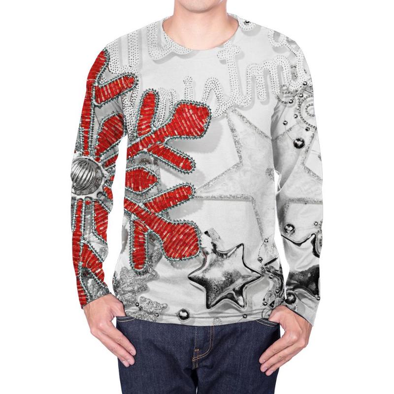 

Men's T-Shirts Christmas Long Sleeve T Shirt Men Year Party Punk Rock Snowflake T-shirt Mens Clothing Casual JapanMen's, Cx-sd-10154