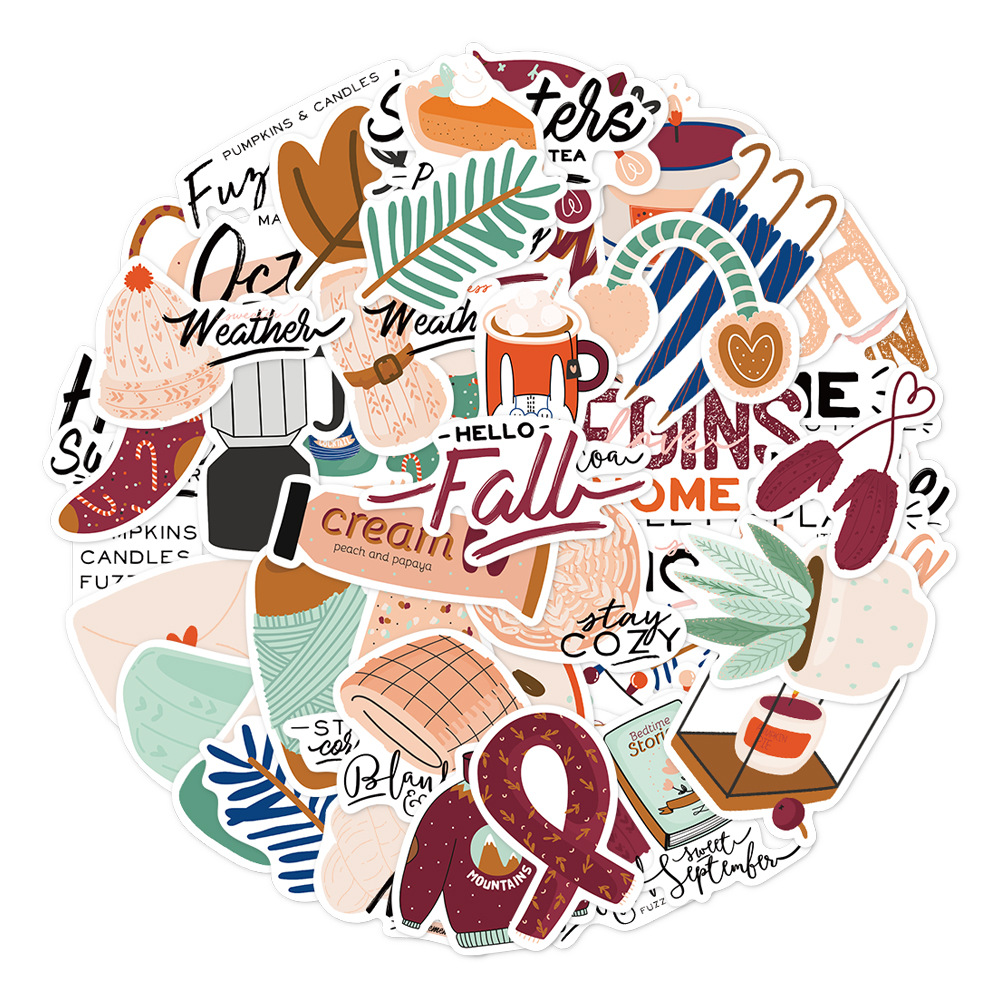 

50PCS Graffiti Skateboard Stickers fresh autumn For Car Baby Scrapbooking Pencil Case Diary Phone Laptop Planner Decoration Book Album Kids Toys DIY Decals, Multi colors