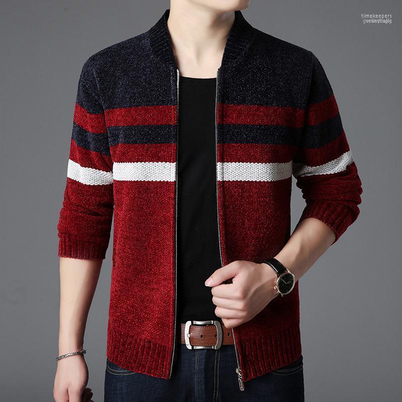 

Brand 2022 Fashion Sweater Mens Kardigan Striped Slim Fit Jumpers Knitting Thick Winter Male Men's Sweaters Time22, Blue red