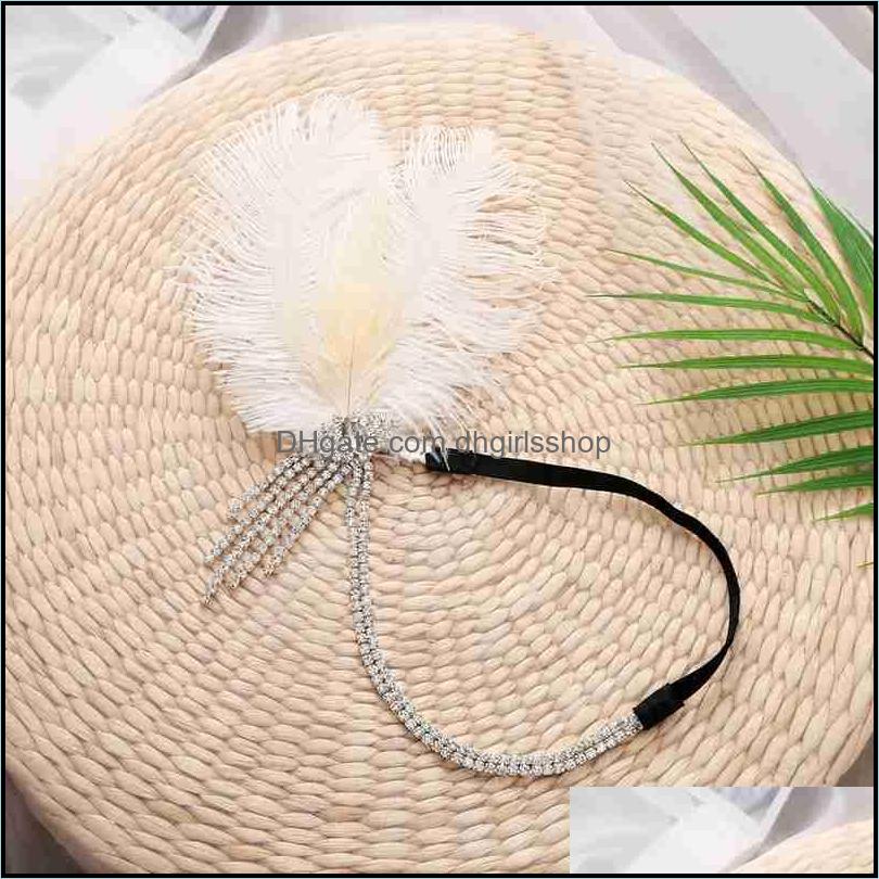 

Wedding Hair Jewelry Gatsby Bridal Feather Headband Indian Bohemian Headgear Headdress Women Girls Children Drop Dhiab