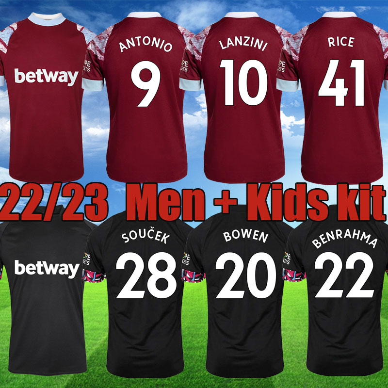 

22 23 West Hams BOWEN RICE Soccer Jersey N.AGUERO BENRAHMA LANZINI ANTONIO YARMOLENKO NOBLE FORNALS DAWSON Vlasic SOUCEK 2022 2023 Jerseys Football Shirt, Home