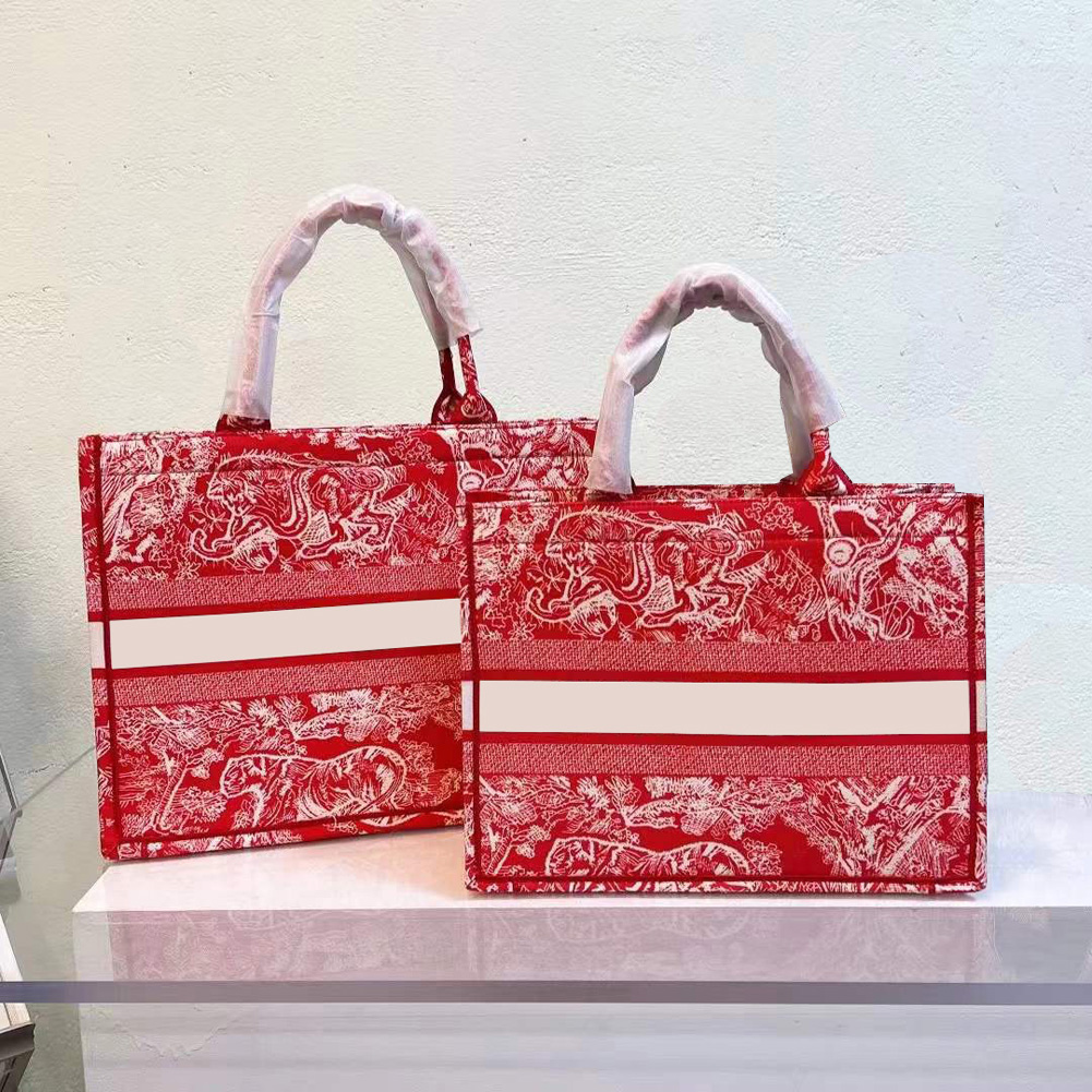 

Luxury Designers Top Original Totes Bags Light Grey Tiger Embroidery BOOK Handbag TOTE Women's Classic Handle Laptop Large Capacity Shopping Bag Commuting Canvas 05, Dust bag