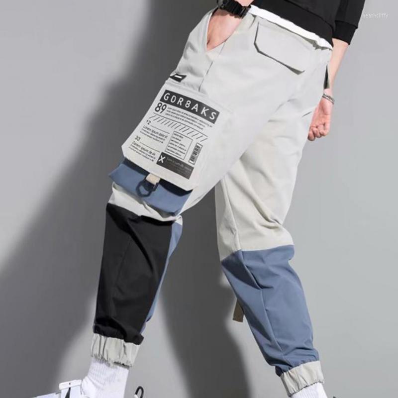 

Men's Pants Men Cargo Color Breathable Material Matching Hip Hop Drawstring Multi Pockets Elastic Waist Trousers Daily ClothesMen's Heat22, Blue