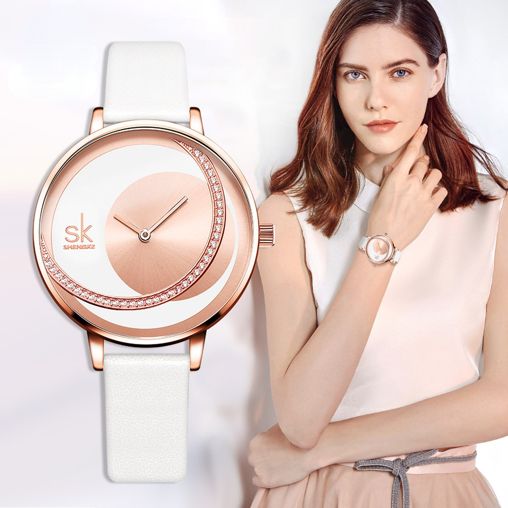 

Luxury Crystal Reloj Mujer Leather Band Diamond Ladies Quartz Women Watches Montre Femme, Grey band