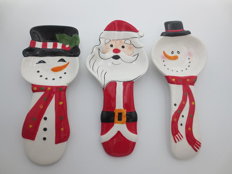 

Mats & Pads Snowman, Christmas Gift, Santa Claus Shaped Spoon Rest Stand, Creative Ceramic Tableware, Hand-painted Kitchenware
