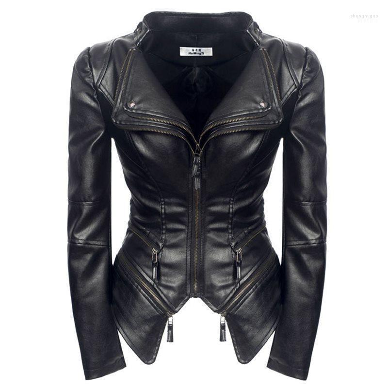 

Women' Jackets Women Jacket Black Fashion Motorcycle 2022 Outerwear Faux Leather PU Gothic Coats