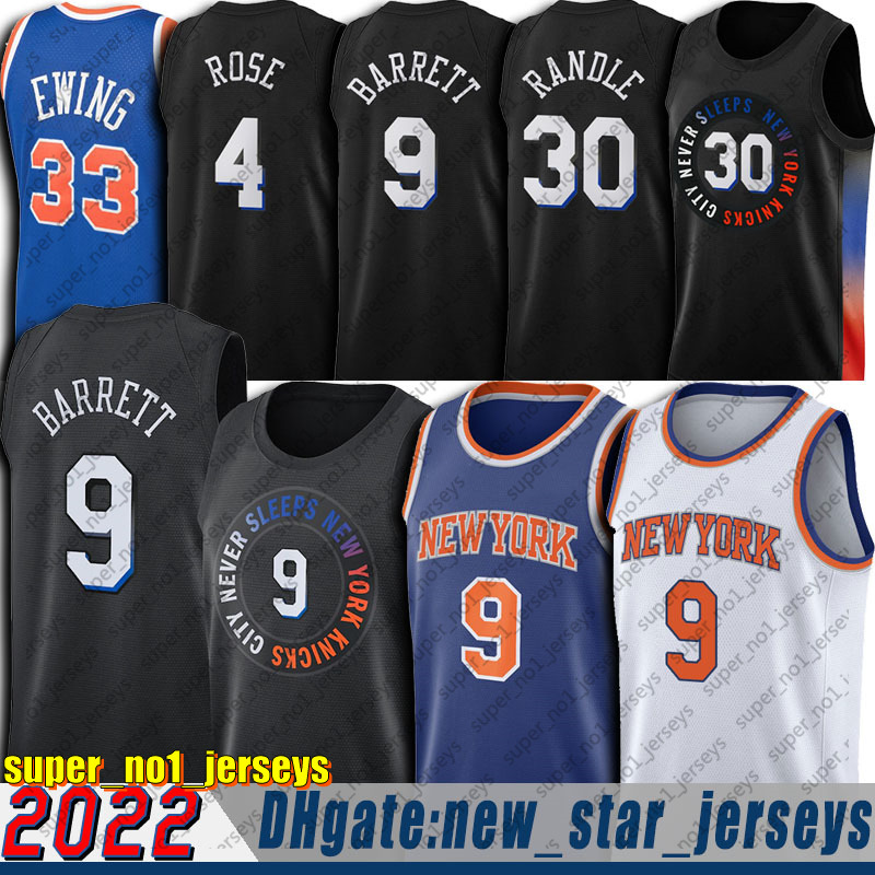 

2022 New New''York''Knicks''Men 9 30 4 8 33 Basketball Jersey RJ Barrett Julius Randle Derrick Rose Kemba Walker Patrick Ewing 5022, Choose blue number
