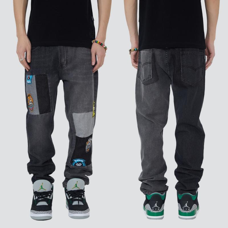 

Men' Jeans Patchwork Hip Hop Men Streetwear Spring 2022 Fashion Hiphop Men' Trousers Y2k Wide Leg Pant Baggy Pants CostumeMen, Beige