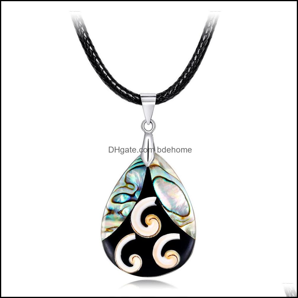 Pendentif Colliers Pendentifs Bijoux En Gros Européen Et Américain À La Mode Naturel Coquille D'ormeau Collier Tempérament Dame Clavicule Ch