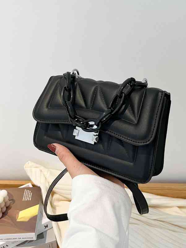 

Bag Brand Designer Fashion Dinner Luxury Shoulder Handbag Stitch Detail Metal Decor Square Superior Quality Genuine Shopping Wallet, Black