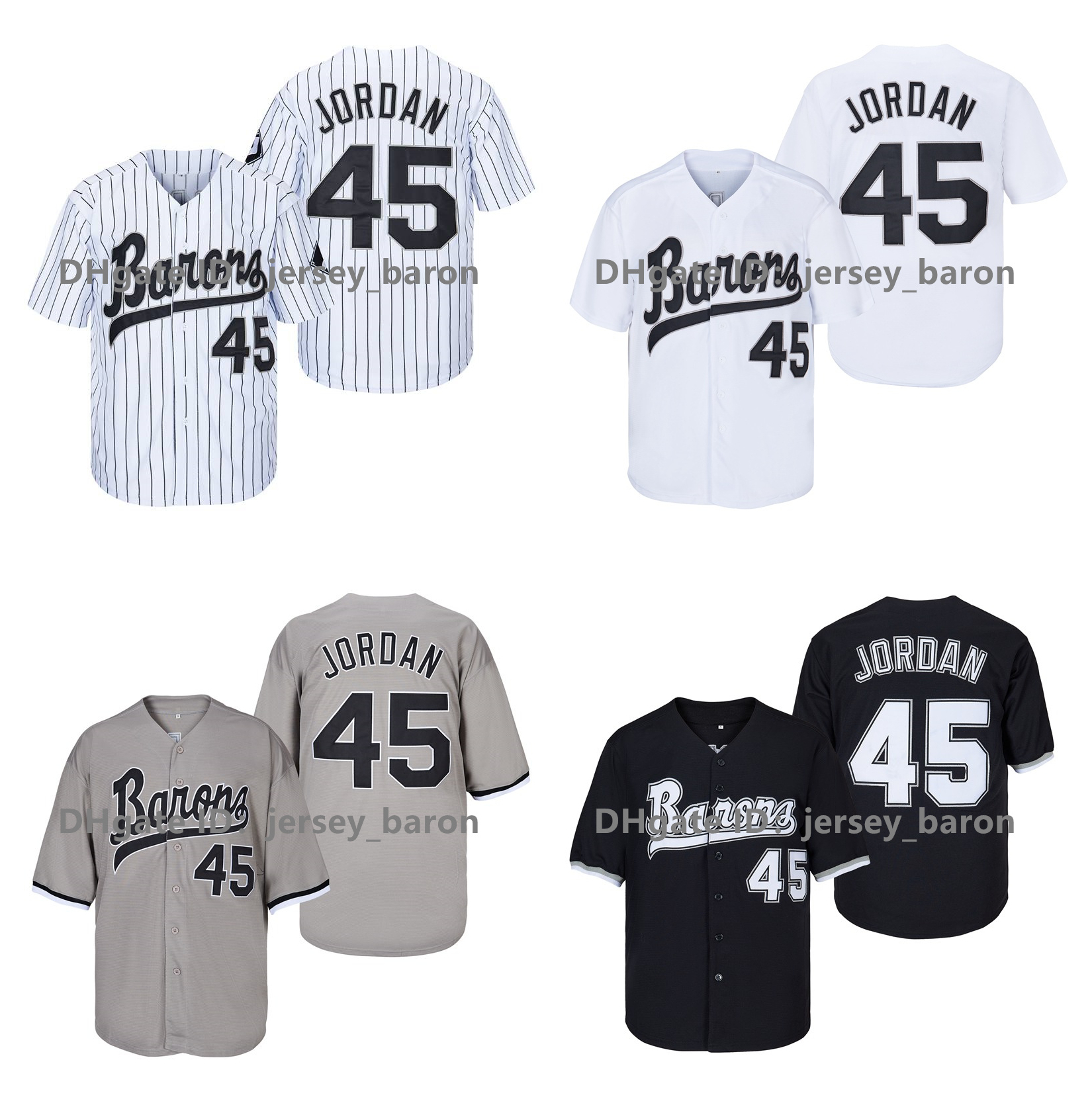 

Mens Birmingham Barons Jersey Michael Jor dan Rookie 45 White Grey Black 100% Stitched Baseball Jersey, As pic