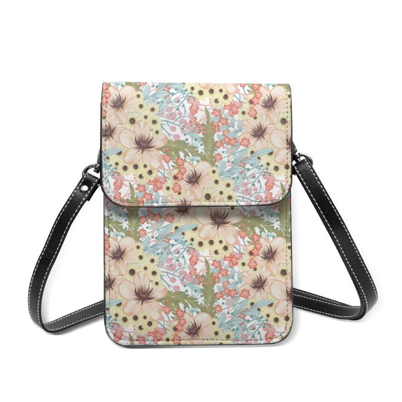 

Evening Bags Floral Berries Cell Phone Purse Smartphone Wallet Leather Shoulder Strap Handbag Women Bag, Black 2