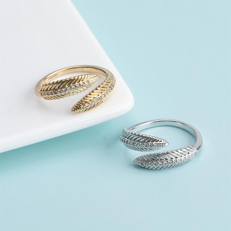 

Wedding Rings RoseL 2022 Micro Zircon Ring Female Opening With FeathersWedding