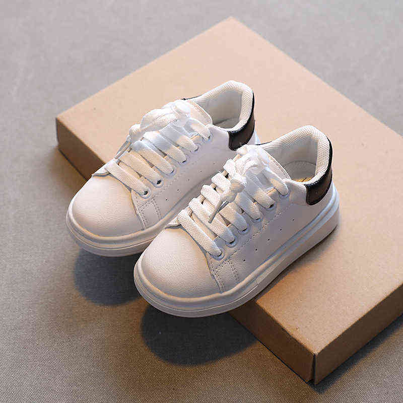 Cuir souple enfants plate-forme baskets printemps été en plein air mode sport petites chaussures blanches filles garçons chaussures d'école F0114