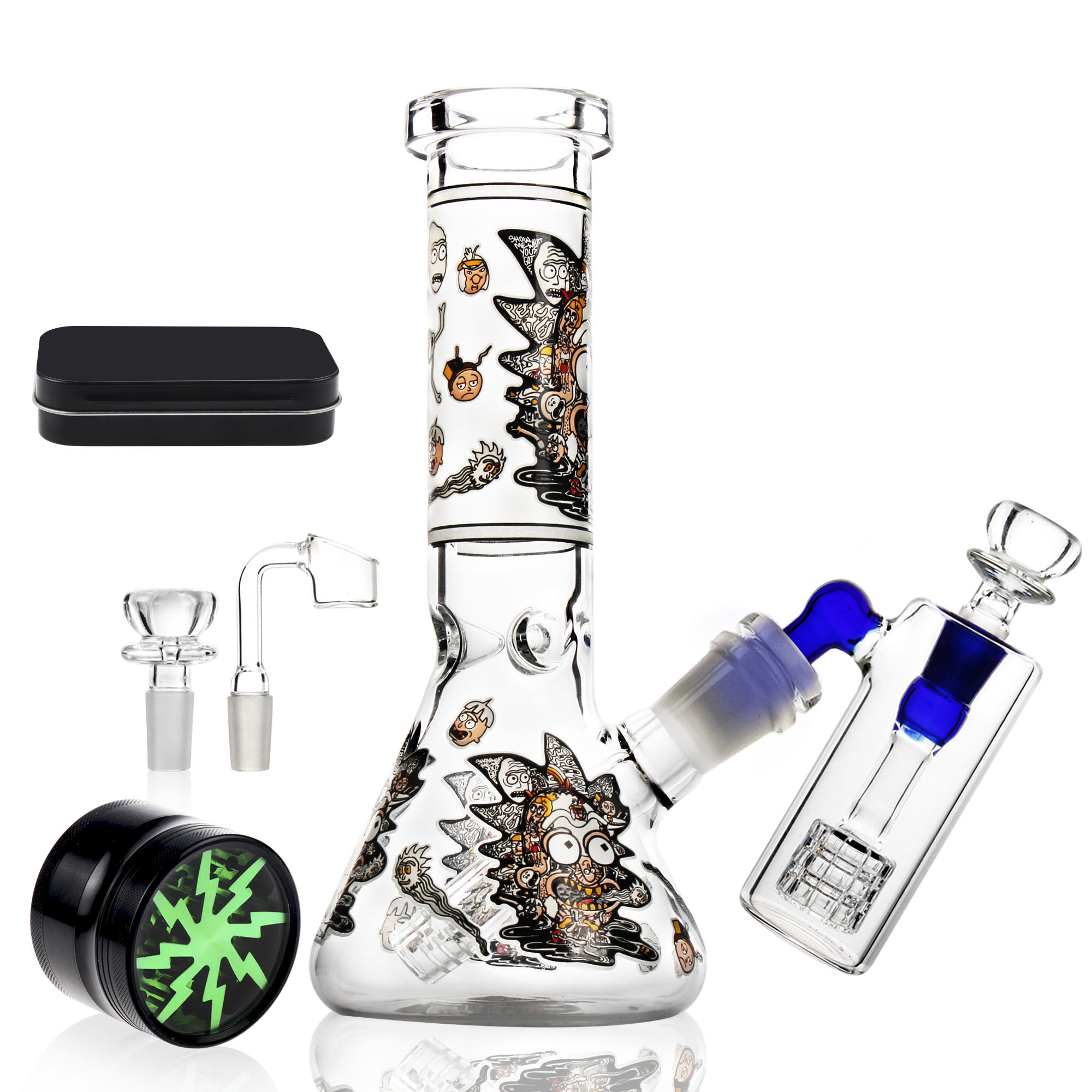 

REANICE HOOKAH Mini Bong Glass Water Percolator 14.5 mm Bubblers High 21 cm Thick Beaker Bongs