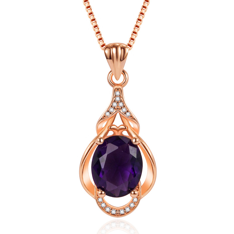 

Ladies Vintage Necklace with Pendant Wedding Geometric Drop Pendant Synthetic Amethyst Pendant Clavicle Chain Fashion Elegant