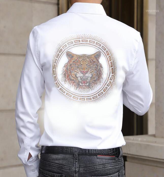 

Men's Casual Shirts Rhinestone Design Shirt Men Lightweight Summer, As shown