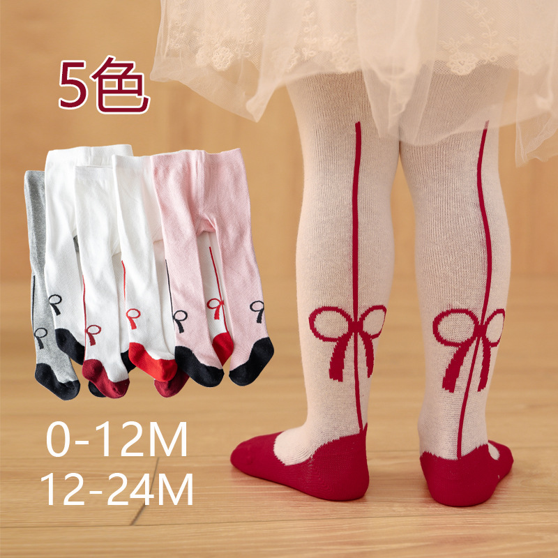 Yeni çocuklar kızlar için taytlar külotlu çorap pamuk bale bebek çorapları yay baskı tatlı bebek kız giysileri bebek toddler tayt 0-2y