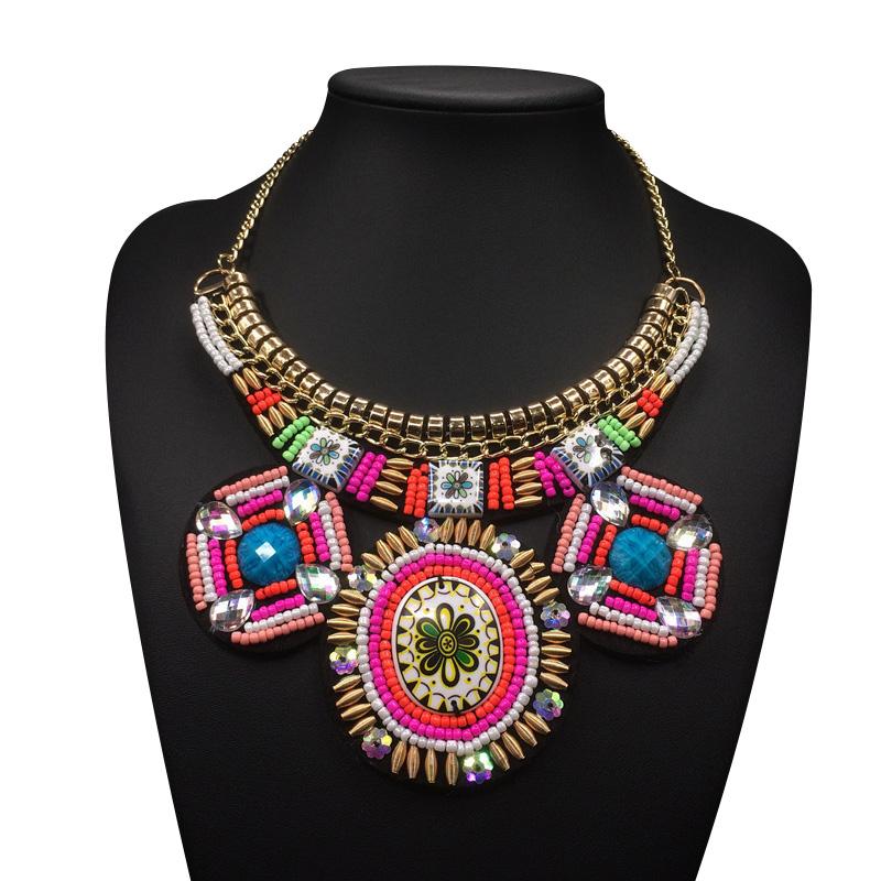 

Chains Woman Bohemian Ethnic Exaggerated Choker Femme Vintage Layered Necklace For Girls Large Collar Statement Retro NecklaceChains