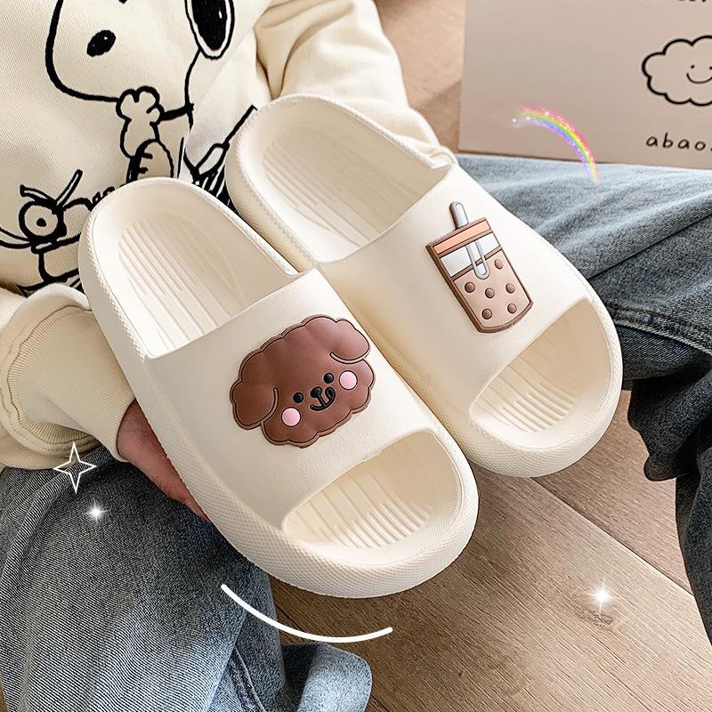 

Slippers ZENBEFE Cartoon Lovely Pattern Summer Home Indoor Non-Slip Bathroom Thick Bottom Shoes Beach Soft Platform Sandals, Beige