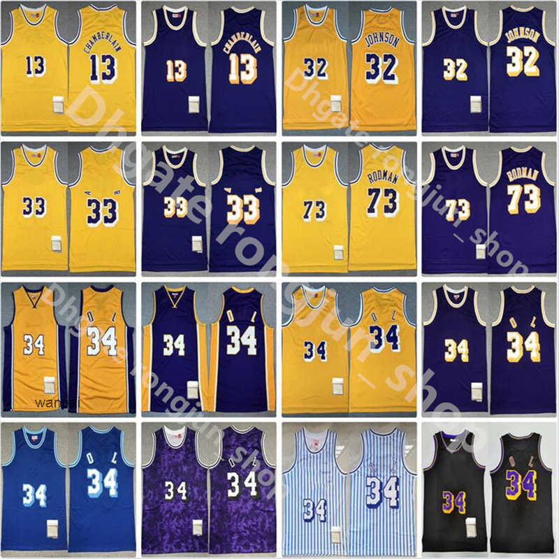 

Stitched Basketball Jerseys 32 Johnson 73 Dennis Rodman 13 Wilt Chamberlain Yellow Purple Vintage Retro''nba''Jersey, Picture
