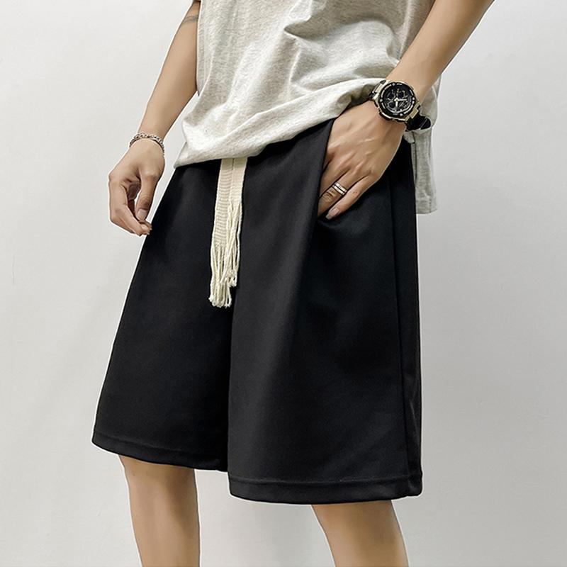 

Men's Shorts Summer Men Elastic Waist Solid Clothing Fashion Brand Boardshorts Breathable Male Casual ComfortableMen's, Black