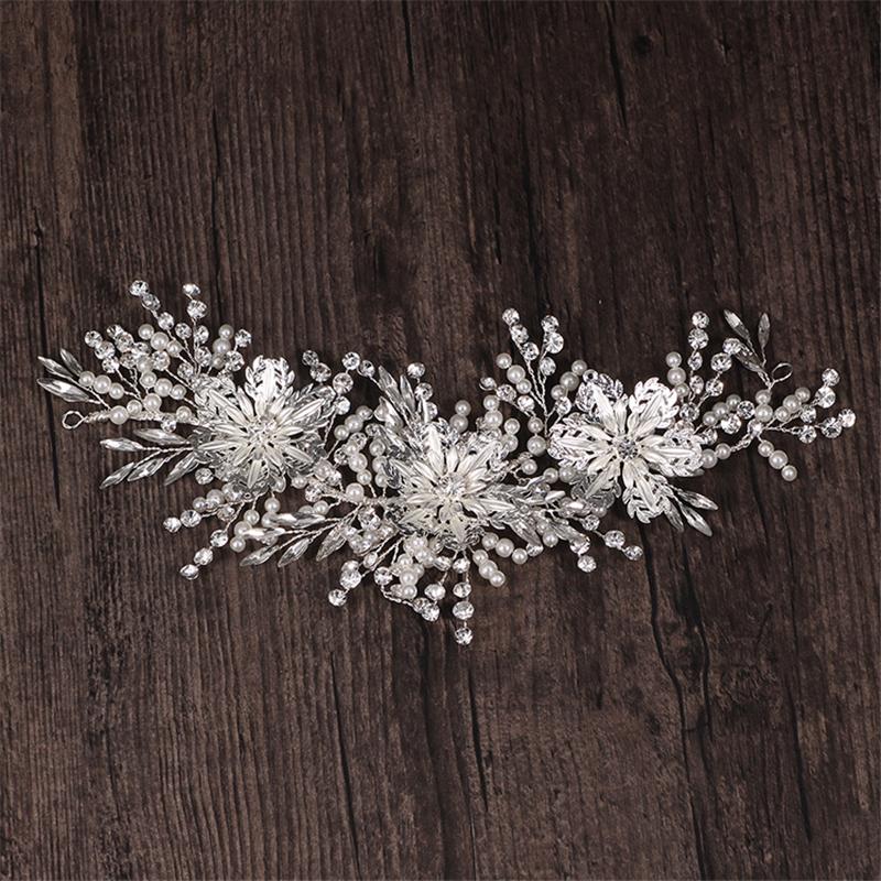 

Hair Clips & Barrettes Fashion Silver Colour Handmade Rhinestone Pearl Crystal Wedding Headband Accessories Bridal Headdress JewelryHair