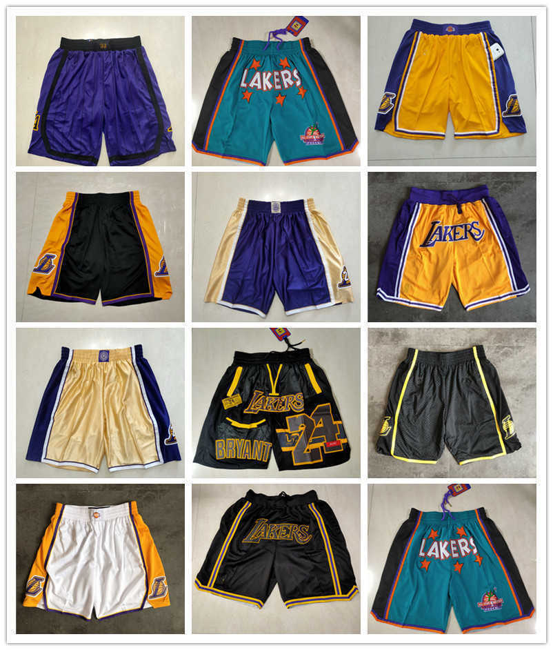 

Los Angeles's Lakers's men Retro Basketball shorts pocket red black Size S-2XL, Color