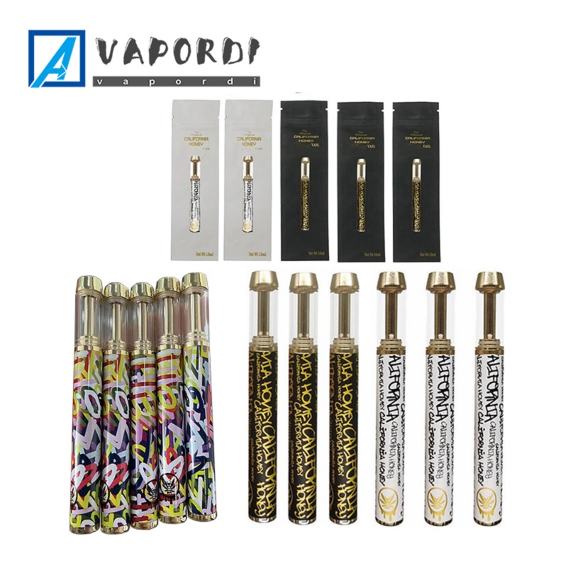 

Newest California honey Empty Cigarettes Kits Rechargeable Disposable Vape Pen 400mAh Preheat 1.0ml Atomizers Thick Oil Vaporizer with Mylar Bags