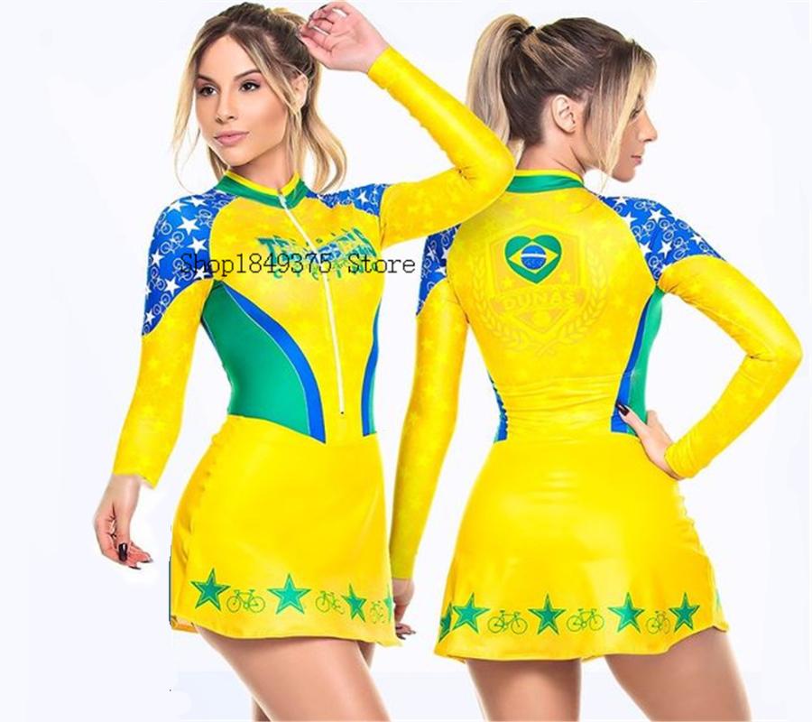

Racing Sets MACAQUINHO Manga Comprida Saia Curta Jumpsuit Triathlon Suit Women' Cycling Jersey Skinsuit Maillot Ropa Ciclismo Set, Underwear