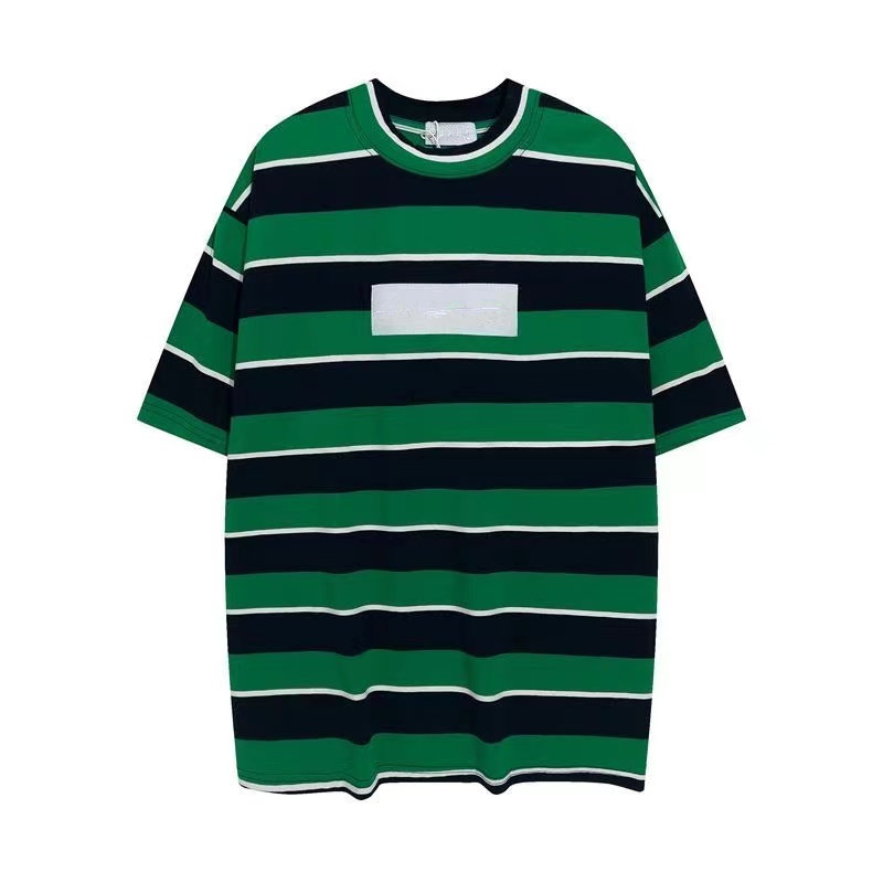 

Unisex Short Sleeve T-Shirt Stripe Men Designer Germany Fashion Summer New Colour O Neck Cotton Loose Fit, Pink