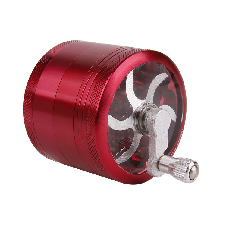 

Smoking Herb Grinder 63mm 4parts Hand Crank aluminium alloy Tobacco Grinders Cigarette Spice Crusher With Handle Sharpstone