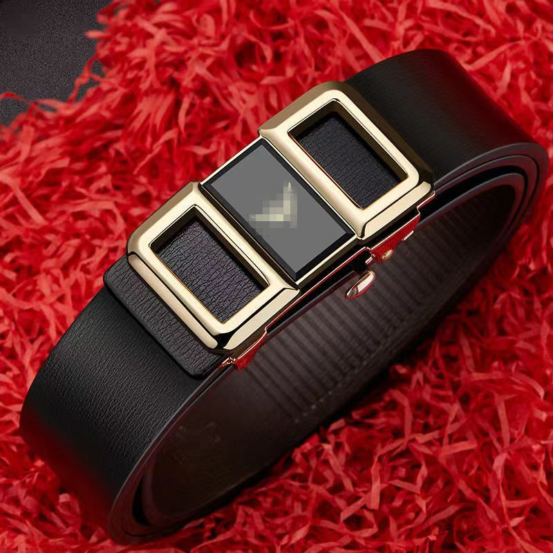 

high quality mens luxury belts business casual classic print designer belts m9608 ladies fashion buckle gift box, Black