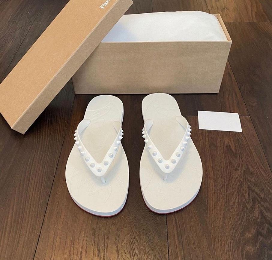 

Christians Luxury Design Men Beach Slip On Slides Red Bottoms Loubi Flip Flat Sandals Slippers Studs Sandals Flats Outdoor Casual Flip F xhU, Colour1